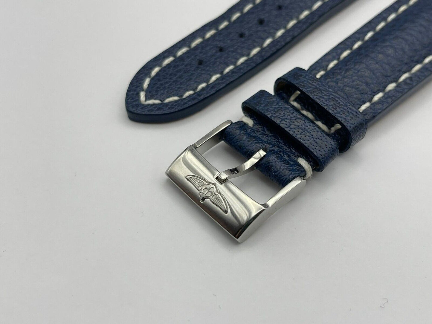 Genuine Breitling Blue Leather Strap with Buckle 19-18 and 22-18 (318X)