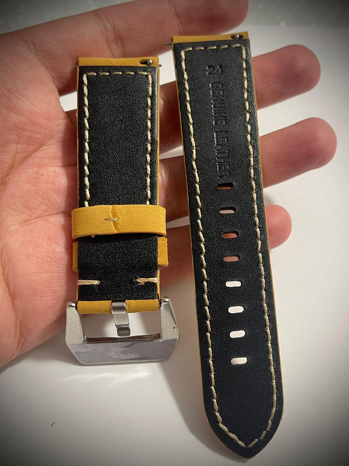 Thick Valvet 18mm 20mm 22mm 24mm Leather Watch Strap Band, New Mustard Yellow
