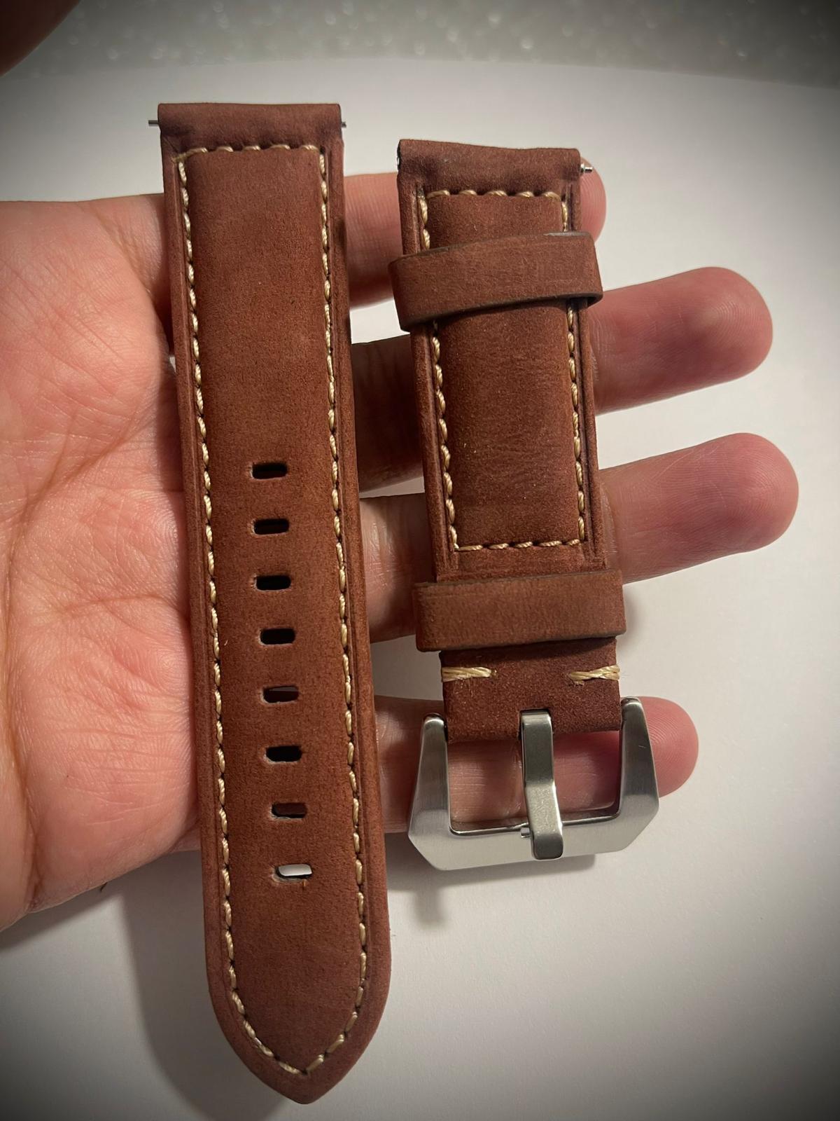 Thick Valvet 18mm 20mm 22mm 24mm Leather Watch Strap Band, Brown