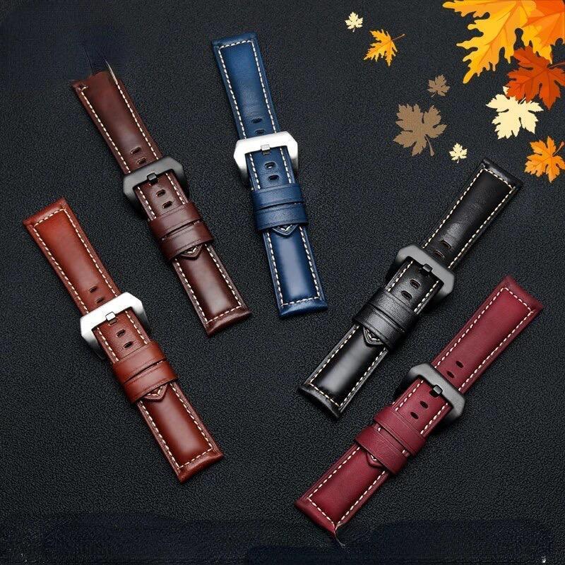 Thick Smooth 20mm 22mm 24mm 26mm Leather Watch Strap Band, New, Pins + Tools