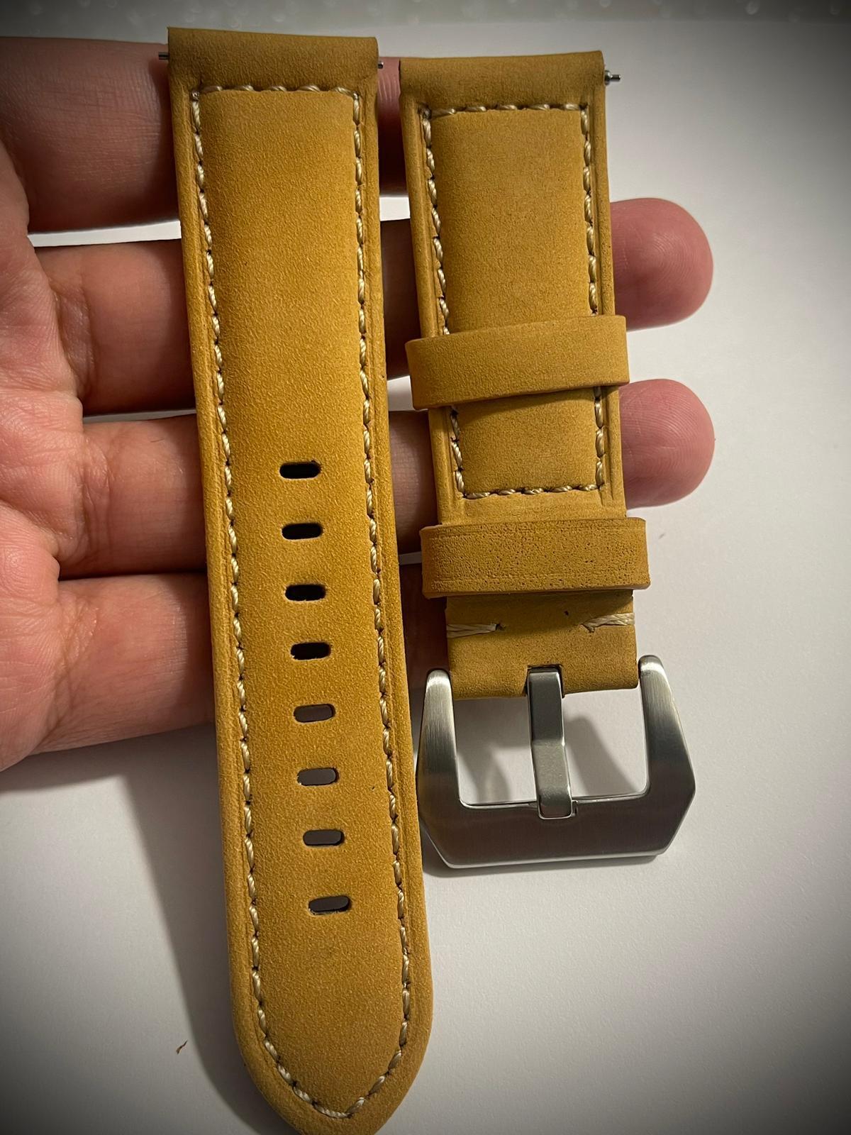 Panerai Valvet 18mm 20mm 22mm 24mm Leather Watch Strap Band, New Mustard Yellow